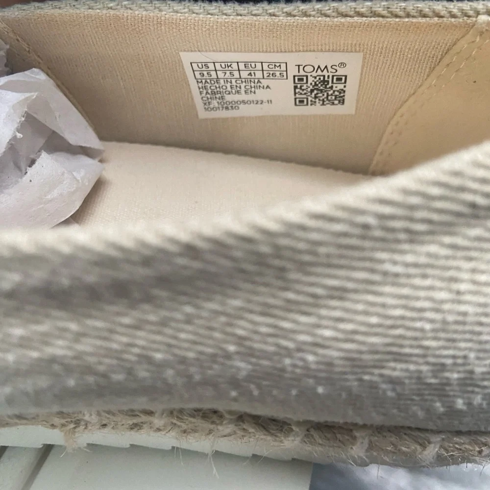 TOMS Alpargata Platform Espadrille Slip On Shoes Beige Womens Size 9.5W NEW